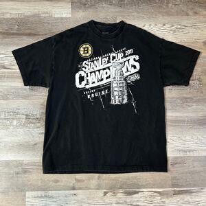 Reebok Boston Bruins Stanley Cup Champions 2011 T-Shirt Black NHL Tee XXL